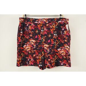 New $79 HALOGEN Women's Large‎ Soft Pull On Shorts Navy Blue Pink Orange Floral